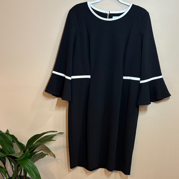 Calvin Klein Black Dress with White Trim, 16 EUC - Picture 1 of 9
